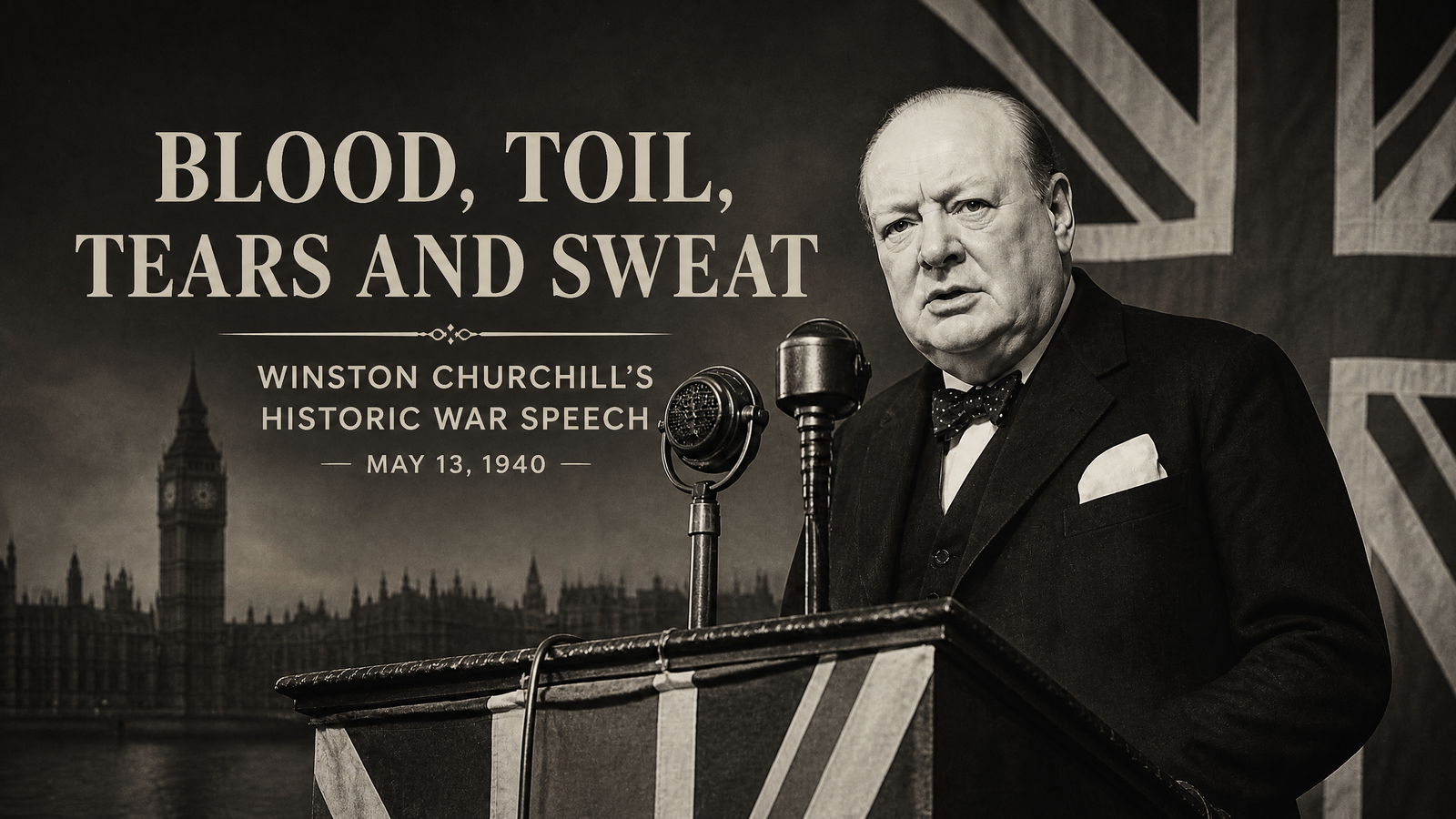 Blood, Toil, Tears and Sweat delivered by Winston Churchill