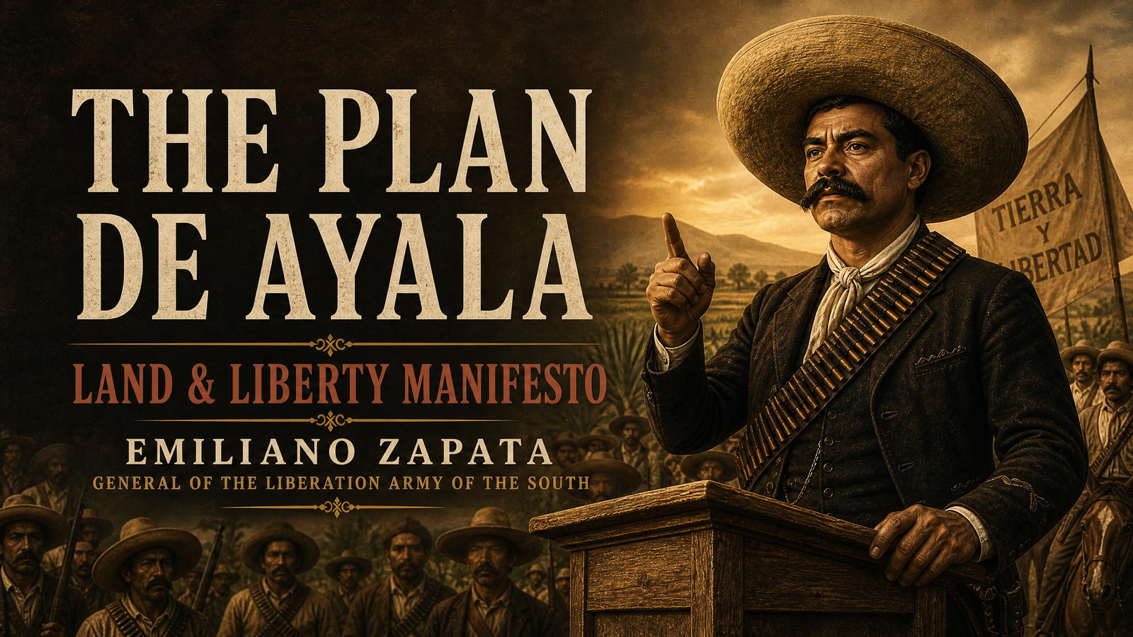 The Plan de Ayala ('Land and Liberty Manifesto') delivered by Emiliano Zapata