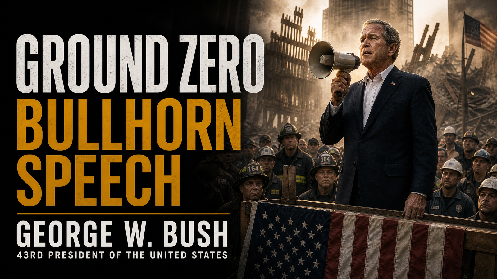 Ground Zero Bullhorn Speech delivered by George W. Bush