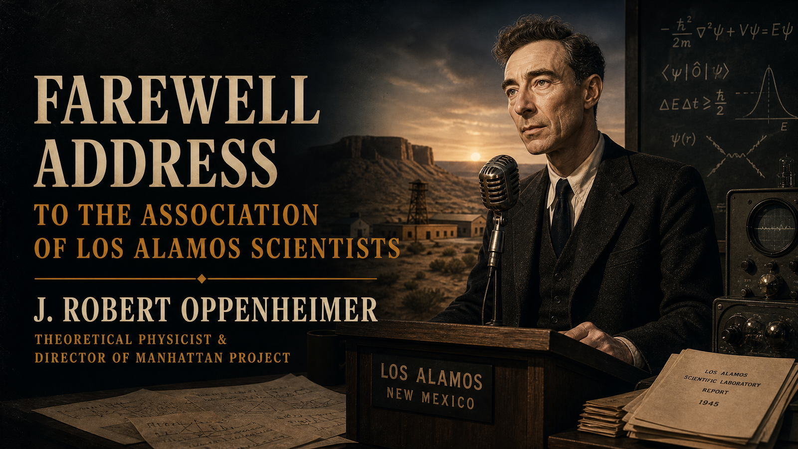Farewell Address to the Association of Los Alamos Scientists delivered by J. Robert Oppenheimer