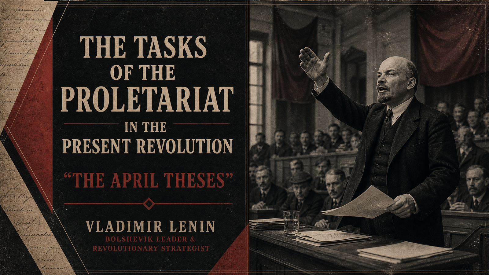 The Tasks of the Proletariat in the Present Revolution ('The April Theses') delivered by Vladimir Lenin
