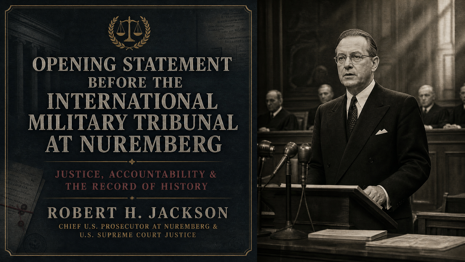 Opening Statement before the International Military Tribunal at Nuremberg delivered by Robert H. Jackson